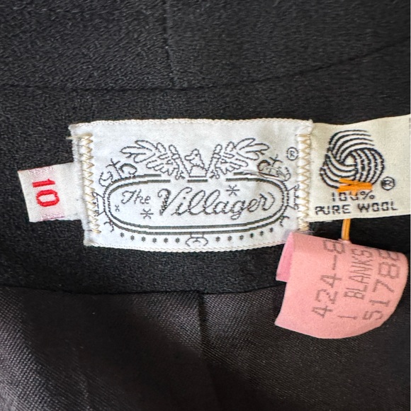 Vintage The Villager 100% Pure Wool Black Blazer Sz 10 - Picture 10 of 13